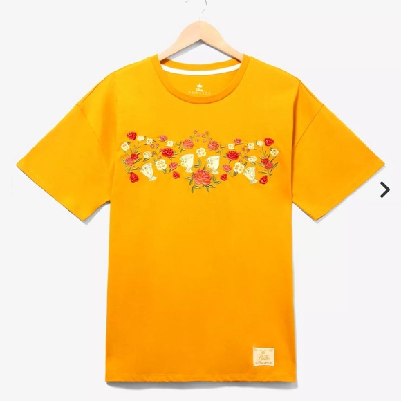 Box Lunch Disney Beauty and the Beast Chip Floral Women T-Shirt Large Belle - Picture 1 of 6